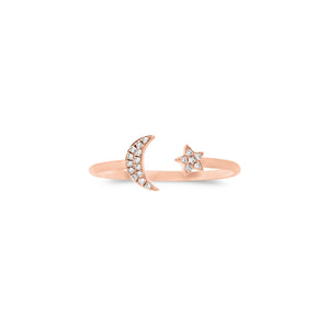 Diamond Crescent Moon Open Ring