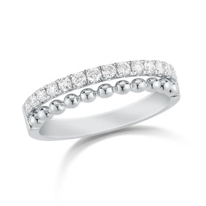 Diamond & Gold Bead Stacking Ring