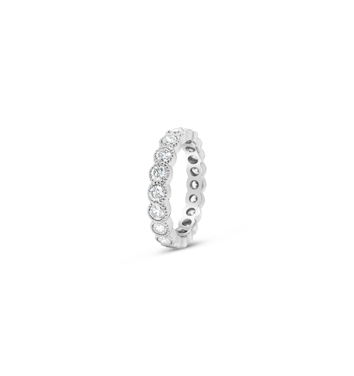Bezel-Set Diamond Eternity Ring with Antique Milgrain