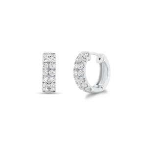 Large Diamond Double Row Huggie Earrings