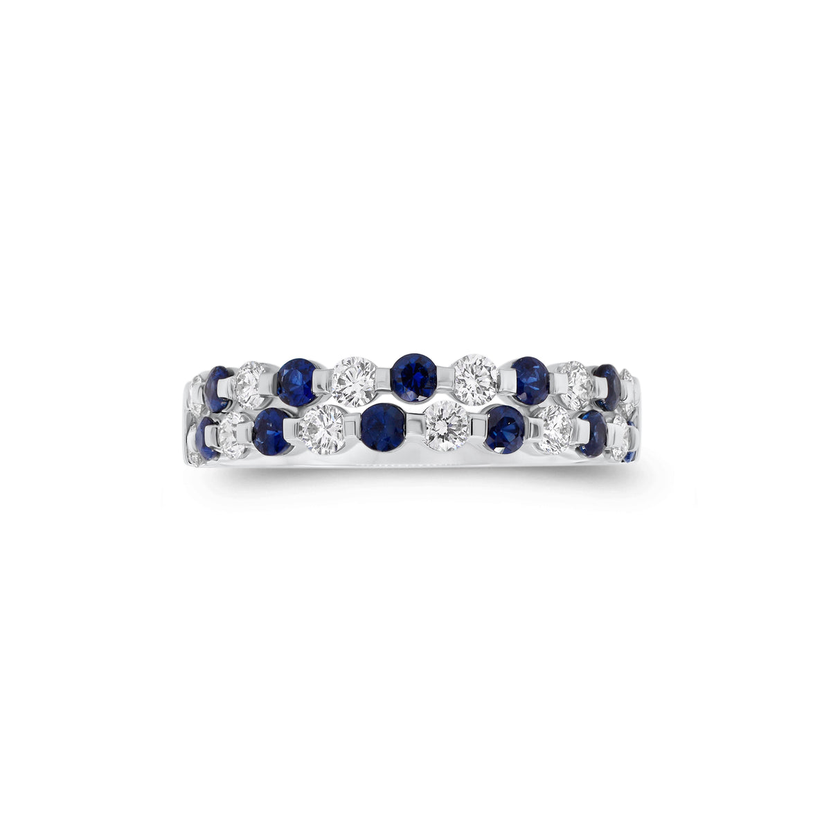 Sapphire & Diamond Double-Row Ring