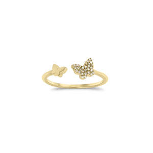 Diamond Butterfly Open Ring