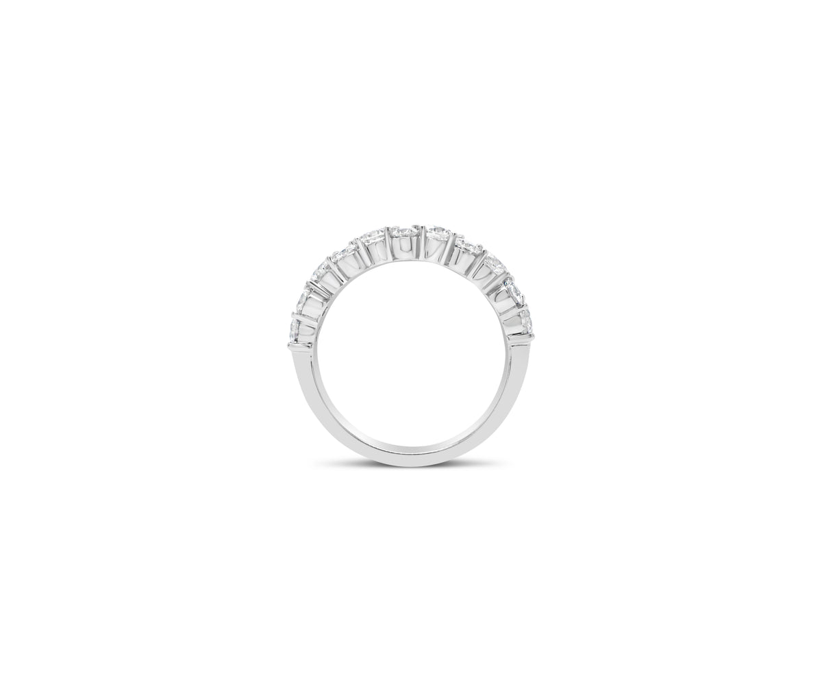 Prong-Set Diamond Staggered Wedding Band