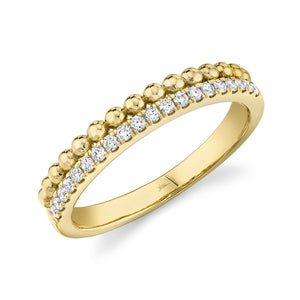 Diamond & Beaded Gold Stackable Ring