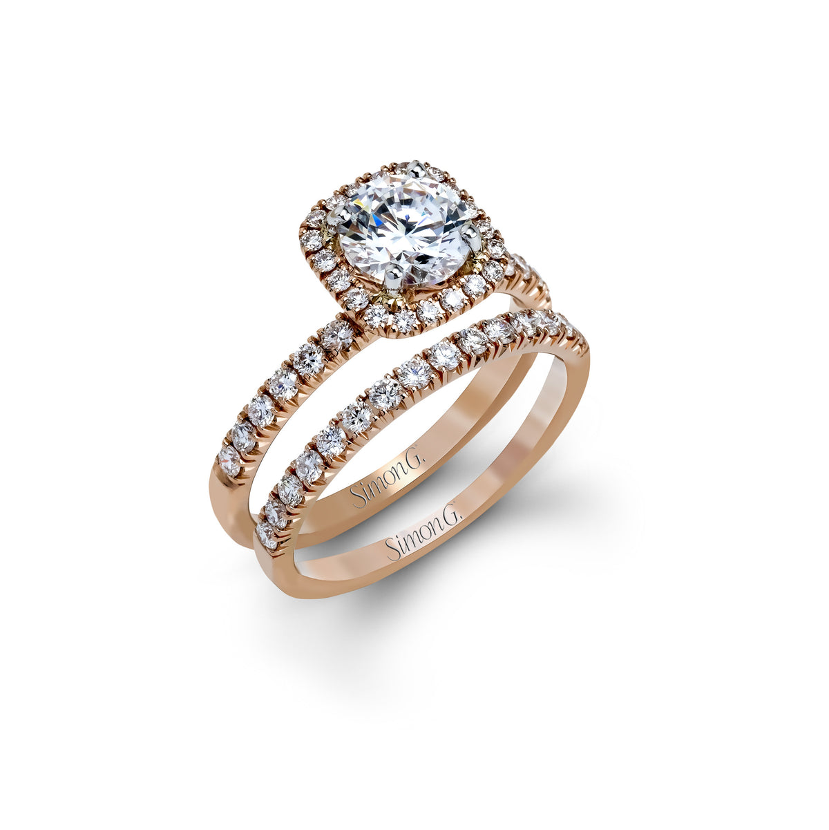 Simon G MR2132 - .78 ctw of sparkling round cut white diamonds.