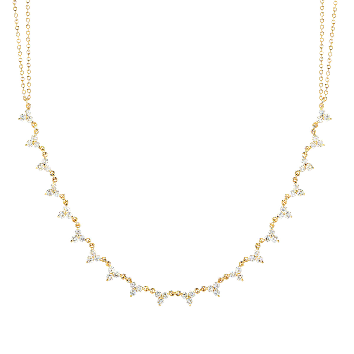 Diamond Statement Necklace  - 14k gold weighing 4.67 grams.  - 60 round prong set diamonds totaling 1.80 carats.