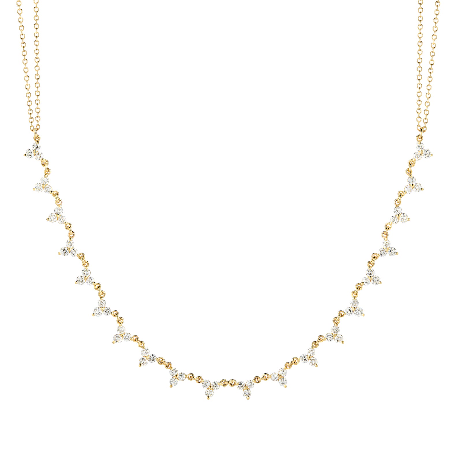 Diamond Statement Necklace  - 14k gold weighing 4.67 grams.  - 60 round prong set diamonds totaling 1.80 carats.