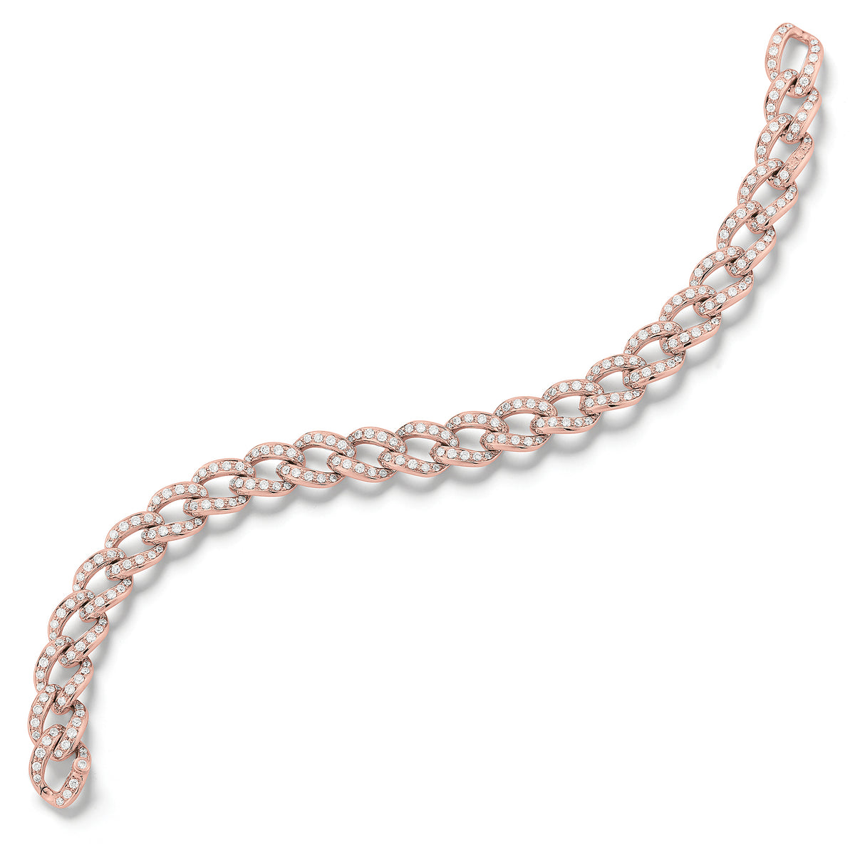 Diamond Woven Link Bracelet -18K rose gold weighing 24.14 grams -288 round diamonds totaling 3.53 carats
