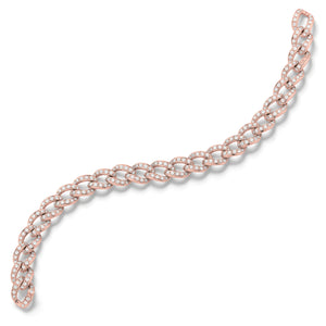 Diamond Woven Link Bracelet -18K rose gold weighing 24.14 grams -288 round diamonds totaling 3.53 carats