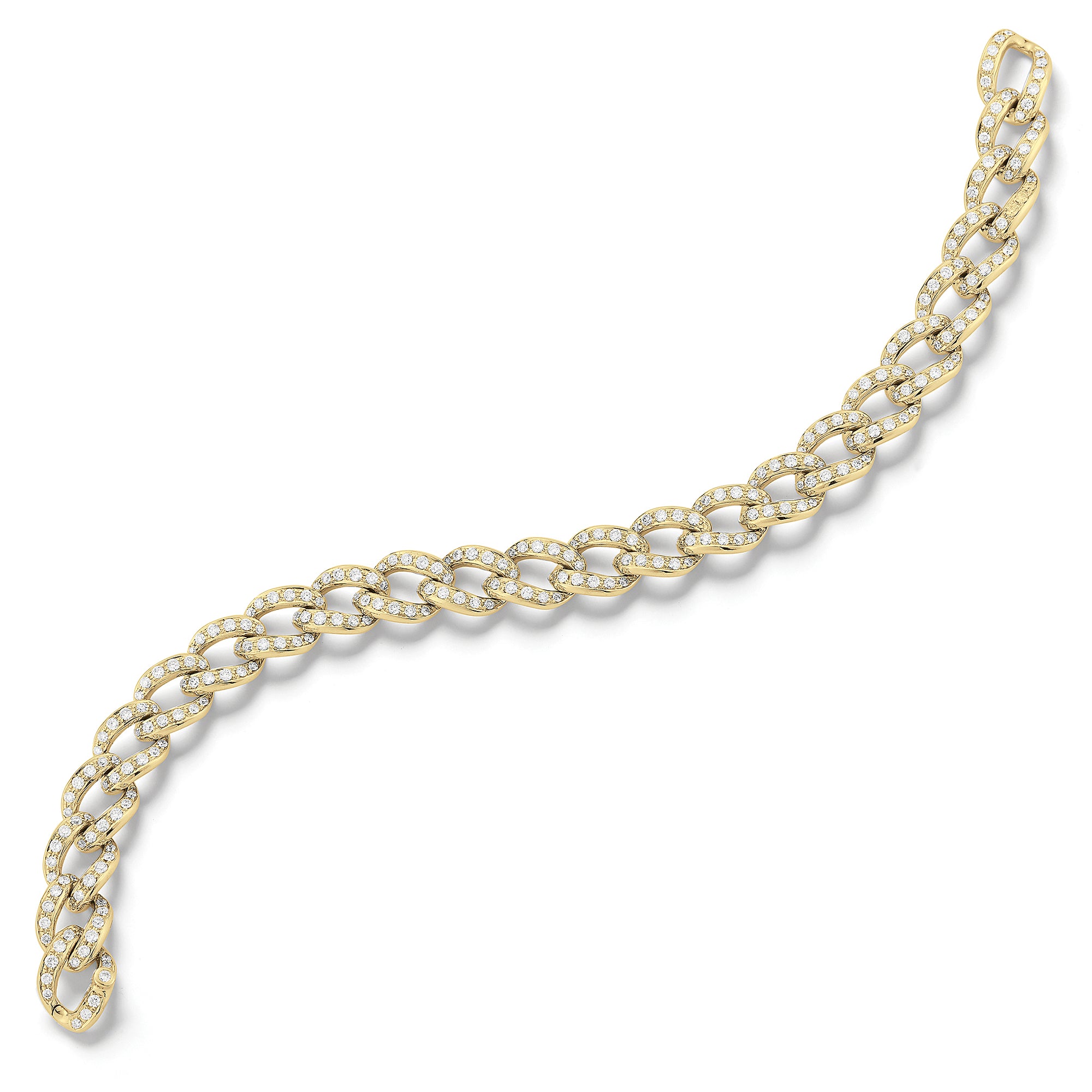 Diamond Woven Link Bracelet -18K yellow gold weighing 24.14 grams -288 round diamonds totaling 3.53 carats