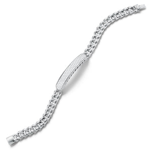 Pave Set Diamond Bar Curbed Link Bracelet -18K white gold weighing 16.87 grams -96 round pave-set diamonds totaling 1.33 carats