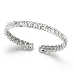 Diamond Small Link Cuff Bracelet -14K white gold weighing 13.86 grams -153 round diamonds totaling 1.64 carats
