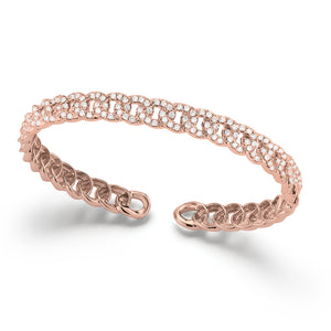 Diamond Small Link Cuff Bracelet -14K rose gold weighing 13.86 grams -153 round diamonds totaling 1.64 carats
