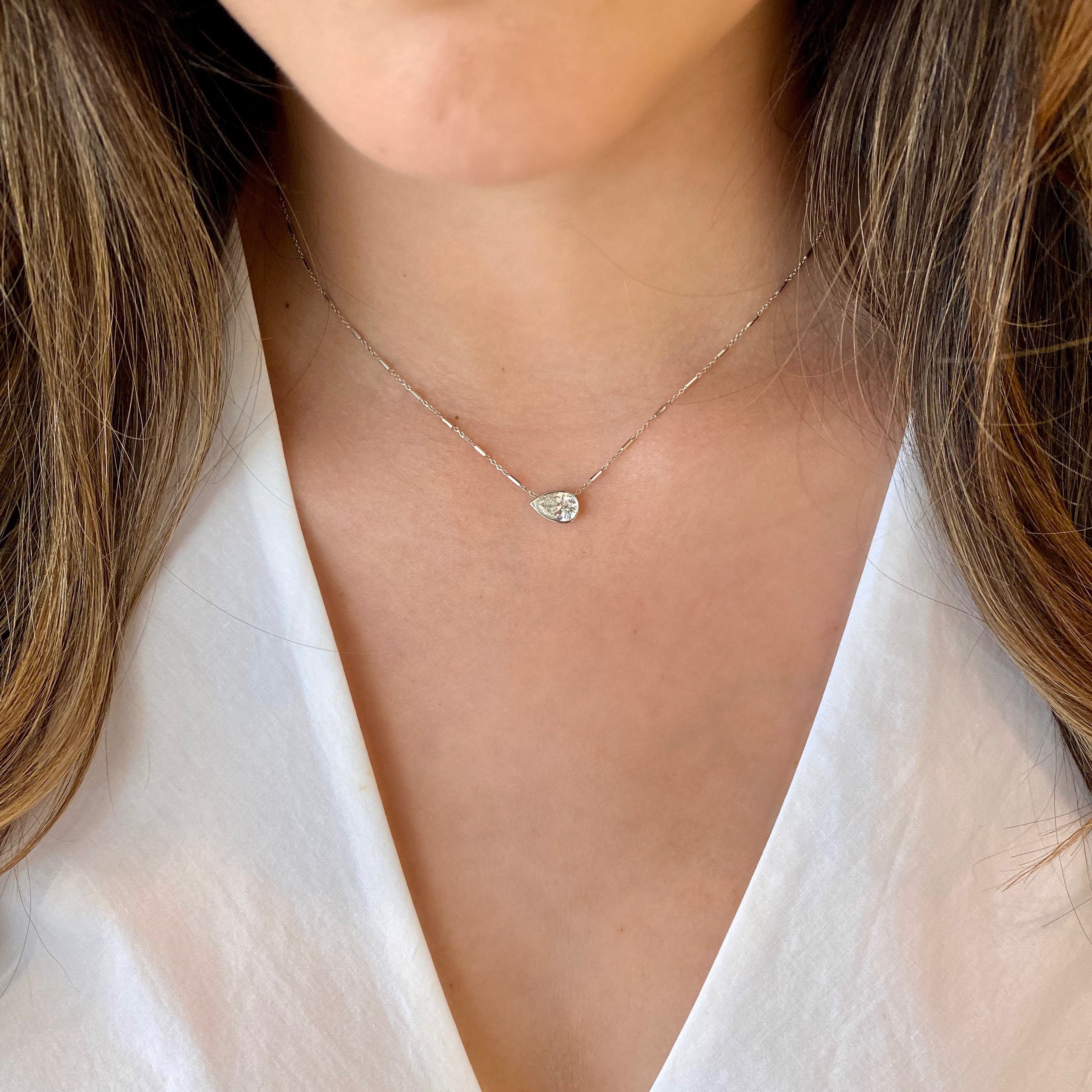 1.00 Carat Pear Shaped Diamond Necklace