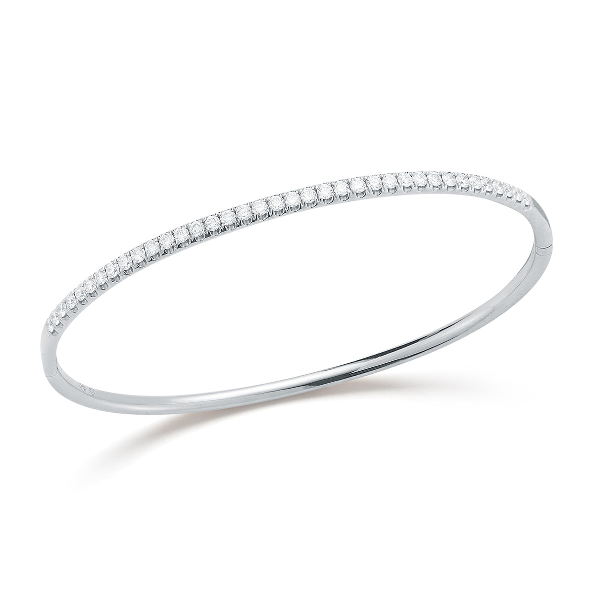 Diamond Slim Classic Bangle Bracelet -14K white gold weighing 10.14 grams -37 round pave-set diamonds totaling 0.95 carats