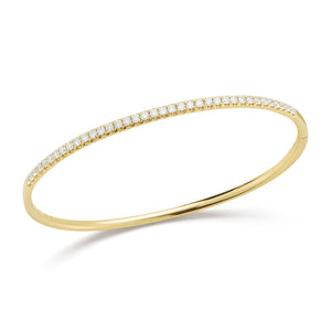 Diamond Slim Classic Bangle Bracelet -14K yellow gold weighing 10.14 grams -37 round pave-set diamonds totaling 0.95 carats