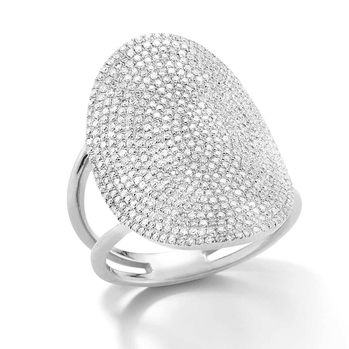 Oval Pavé-set Diamond Ring  -14k gold, 8.80 grams  -538 round pave-set diamonds 1.10 carats