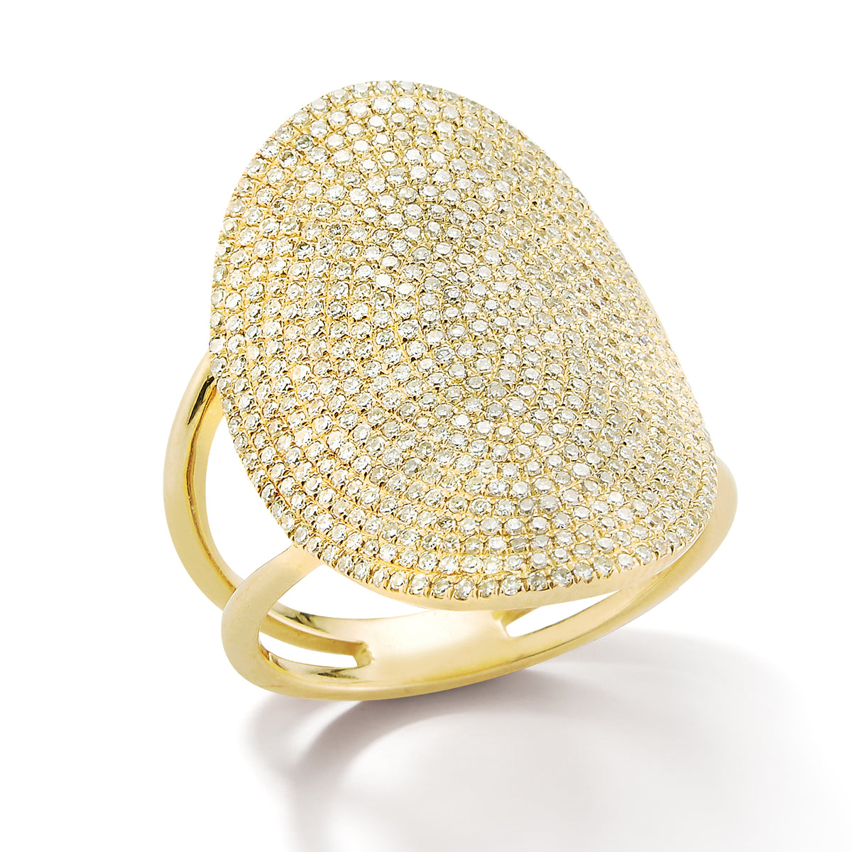 Oval Pavé-set Diamond Ring  -14k gold, 8.80 grams  -538 round pave-set diamonds 1.10 carats