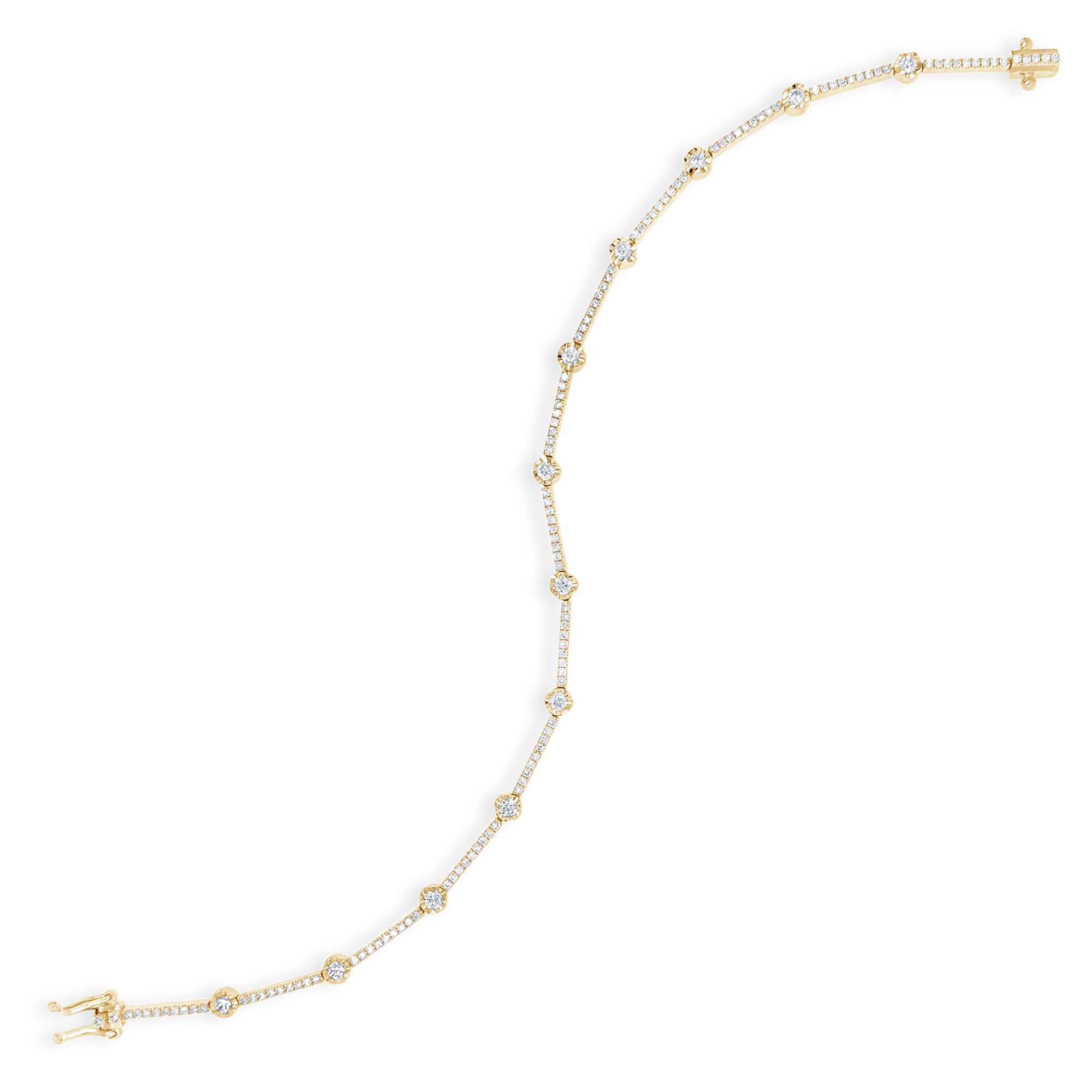 Prong-Set Diamond Link Fashion Bracelet -14K white gold weighing 4.31 grams -12 round diamonds totaling 0.37 carats -124 round diamonds totaling 0.37 carats