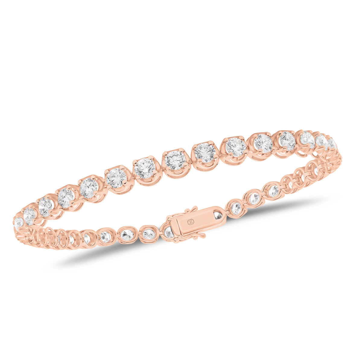 Diamond Large Tennis Bracelet -18K rose gold weighing 10.40 grams -37 round prong-set diamonds totaling 6.28 carats