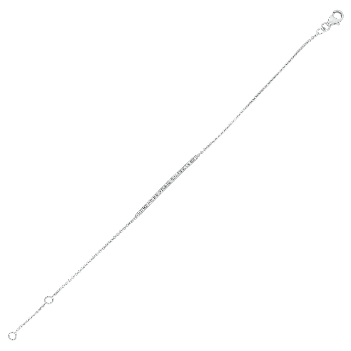 Diamond Slim Bar Bracelet - 18K white gold weighing 2.02 grams - 23 round diamonds totaling 0.22 carats
