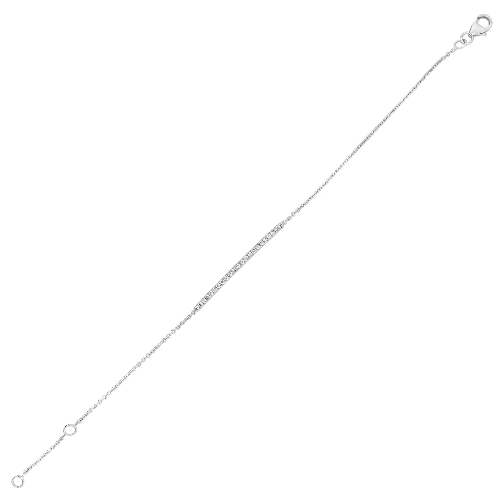 Diamond Slim Bar Bracelet - 18K white gold weighing 2.02 grams - 23 round diamonds totaling 0.22 carats