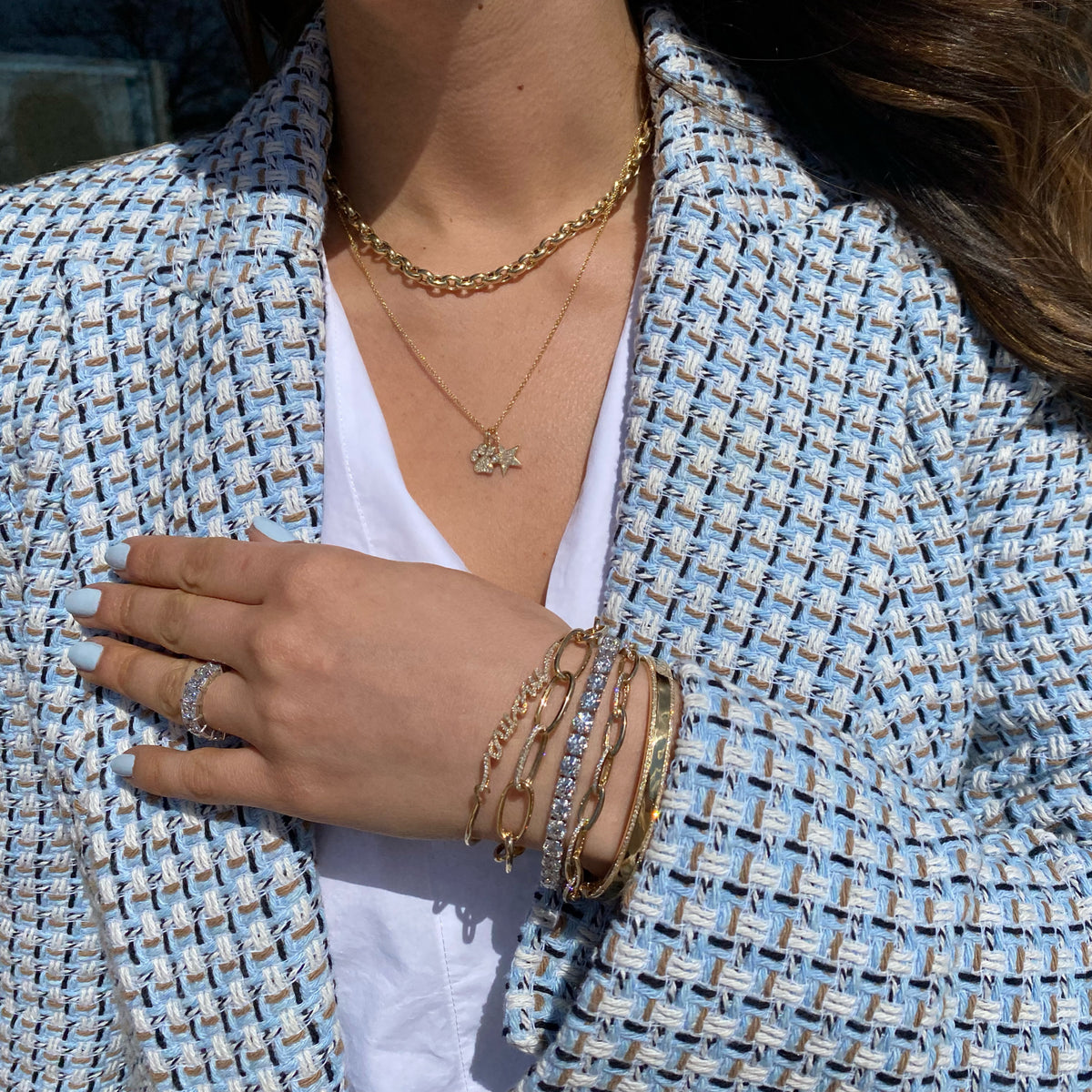 Pave Diamond Border Bangle Bracelet - 14K gold weighing 14.29 grams  - 312 round diamonds weighing 0.83 carats