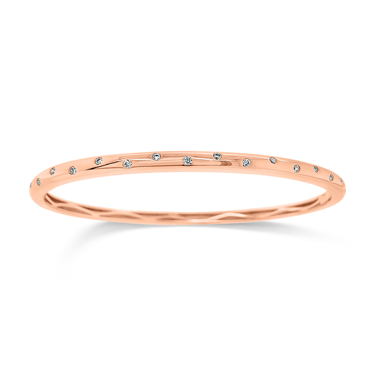 Diamond Dot Bangle Bracelet  - 14K gold weighting 13.57 grams.  - 17 Round Diamond totaling 0.25 carets. 