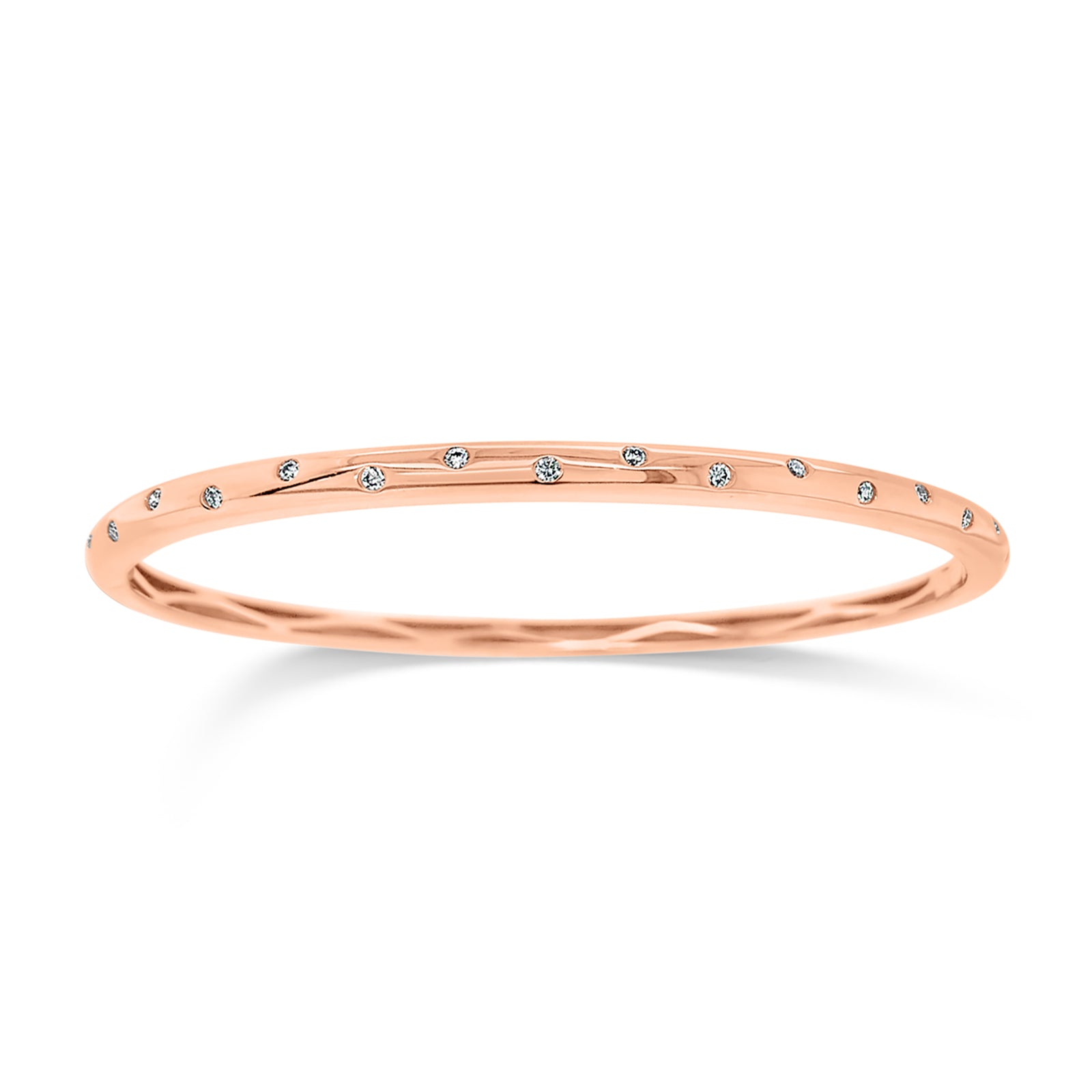 Diamond Dot Bangle Bracelet  - 14K gold weighting 13.57 grams.  - 17 Round Diamond totaling 0.25 carets. 