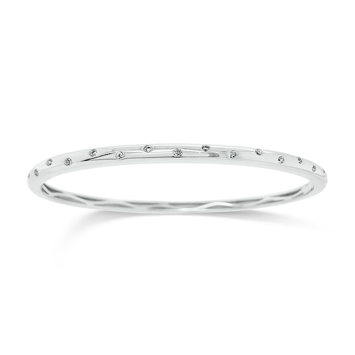 Diamond Dot Bangle Bracelet  - 14K gold weighting 13.57 grams.  - 17 Round Diamond totaling 0.25 carets. 