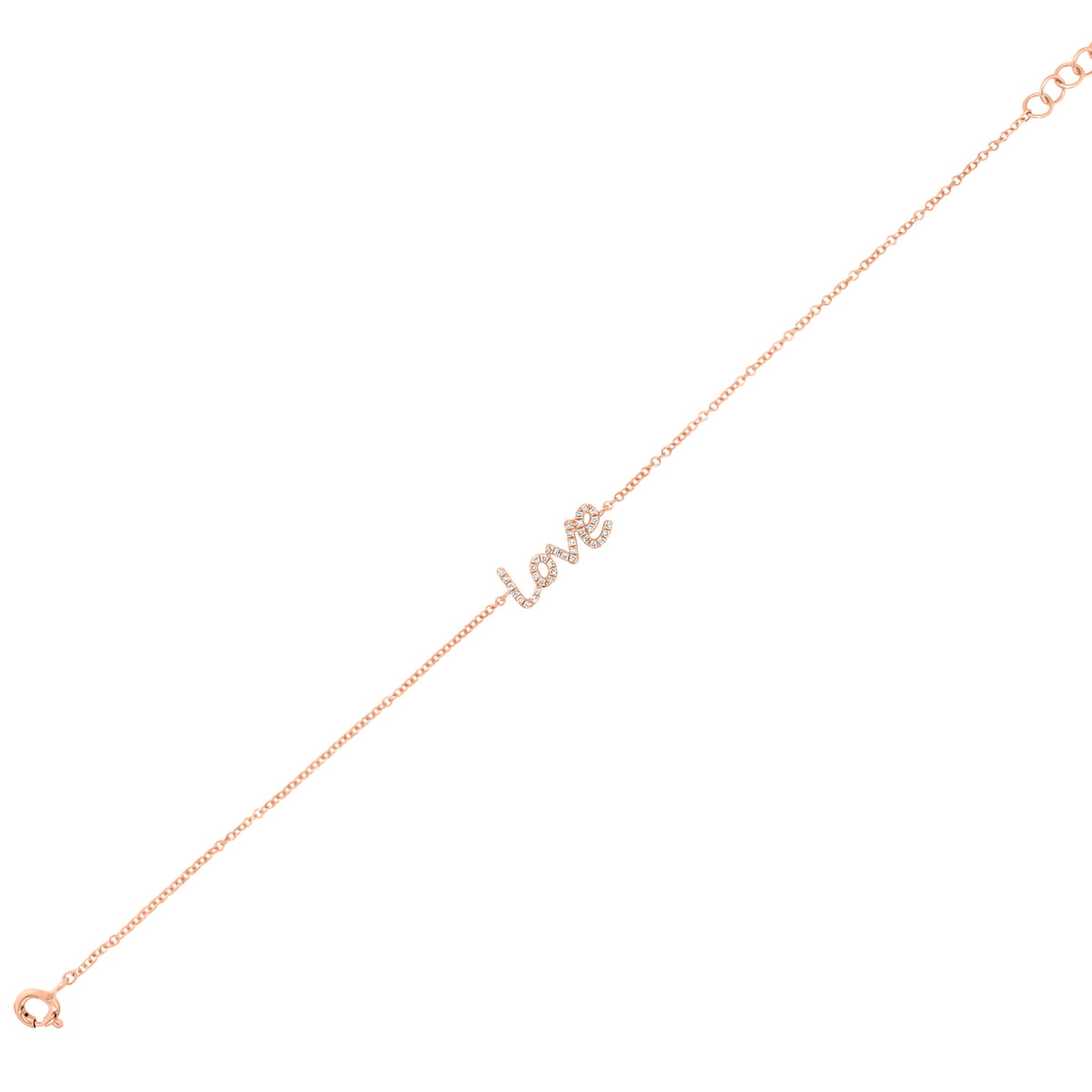 Diamond “Love” Bracelet- 14K gold weighing 1.11 grams - 36 round diamonds totaling 0.08 carats