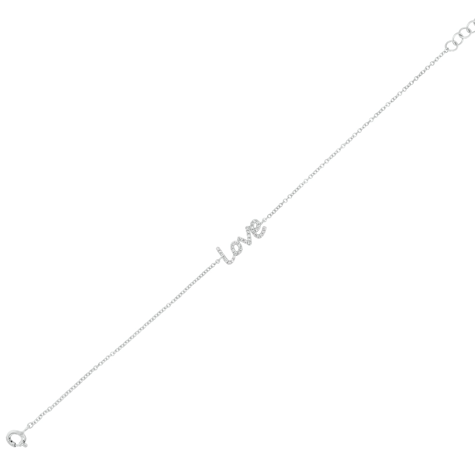 Diamond “Love” Bracelet- 14K gold weighing 1.11 grams - 36 round diamonds totaling 0.08 carats