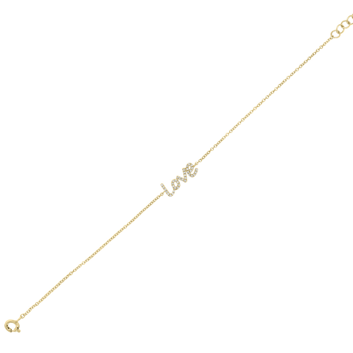 Diamond “Love” Bracelet- 14K gold weighing 1.11 grams - 36 round diamonds totaling 0.08 carats