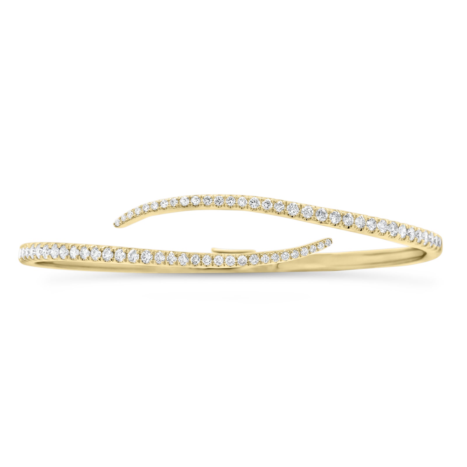 Diamond Slim Bypass Bracelet - 14 kt white gold weighing 6.73 grams - 66 round diamonds totaling 0.98 carats