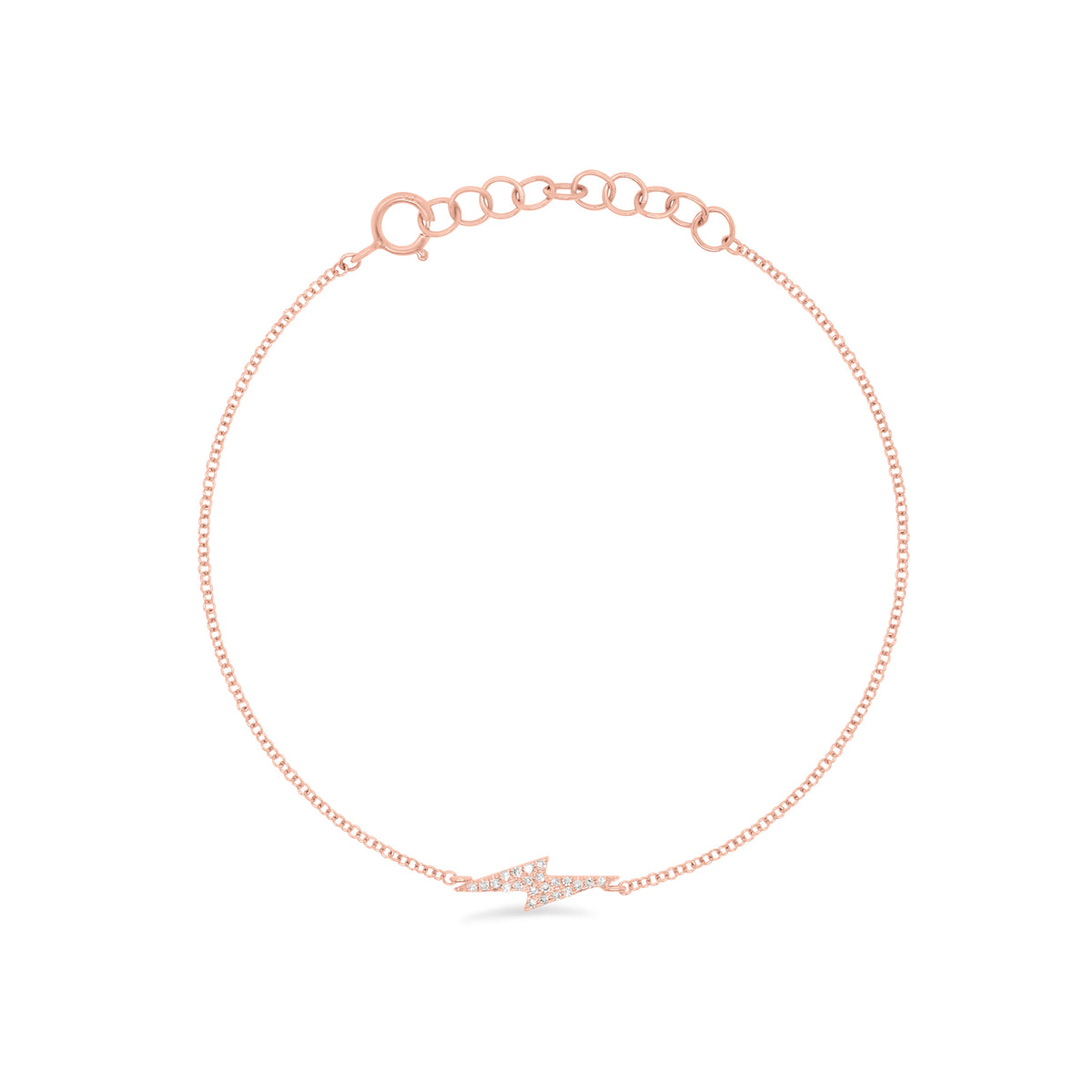 Diamond Lightning Bolt Fashion Bracelet - 14K  rose gold weighing 1.18 grams - 22 round diamonds totaling 0.06 carats.