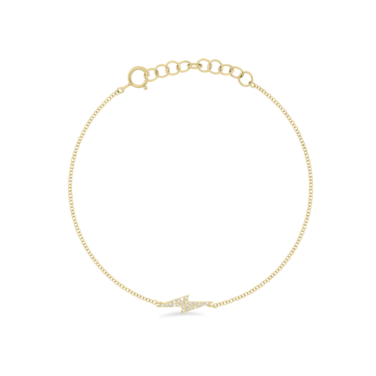 Diamond Lightning Bolt Fashion Bracelet - 14K yellow gold weighing 1.18 grams - 22 round diamonds totaling 0.06 carats.