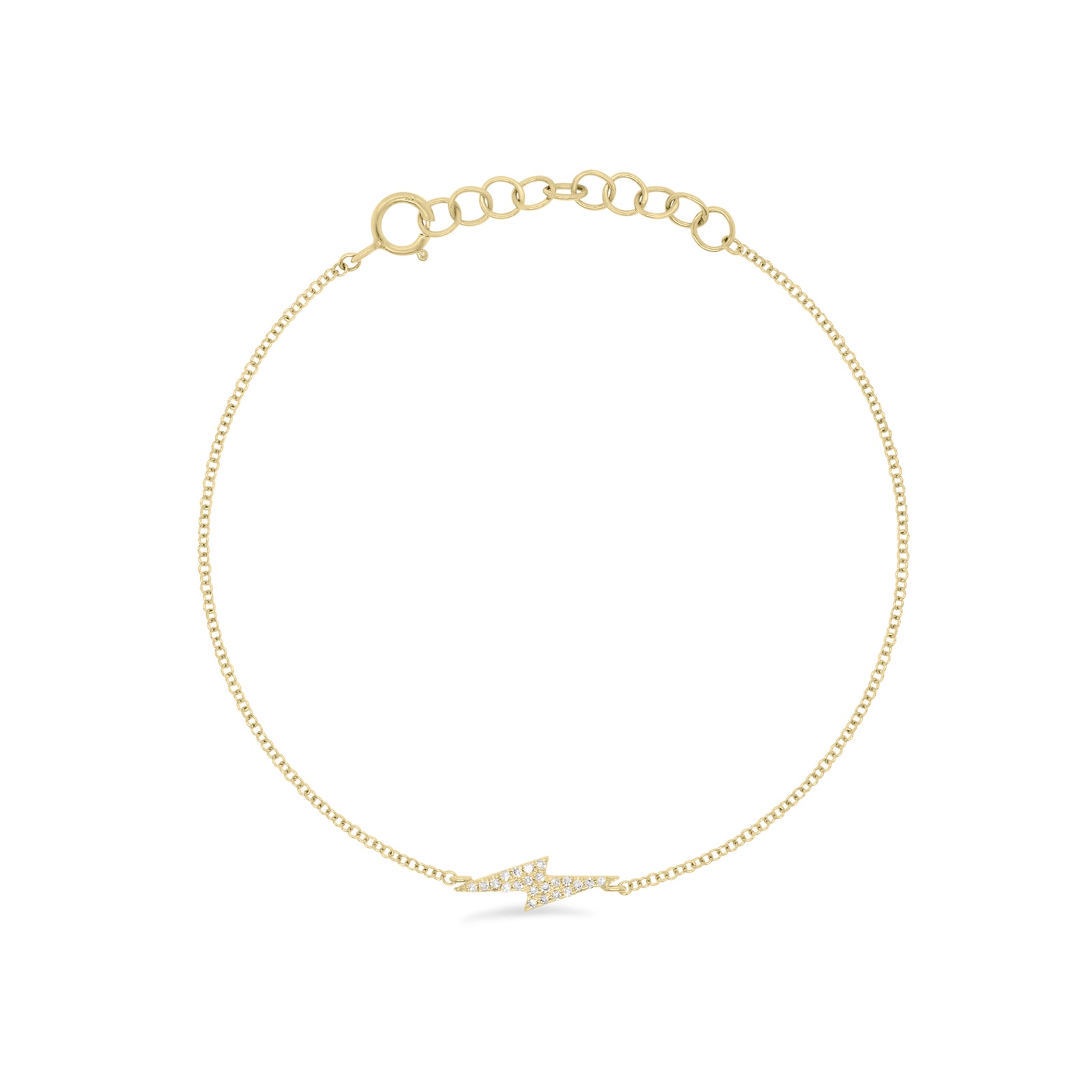 Diamond Lightning Bolt Fashion Bracelet - 14K yellow gold weighing 1.18 grams - 22 round diamonds totaling 0.06 carats.