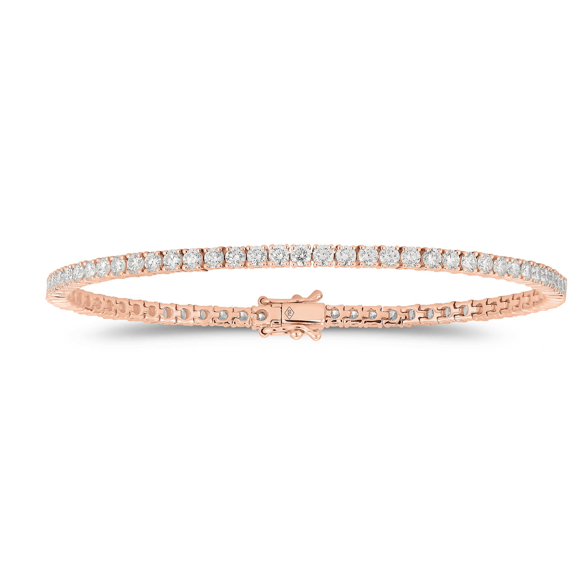 3.50 ct Diamond Tennis Bracelet - 18K rose gold weighing 7.74 grams - 71 round diamonds weighing 3.50 carats