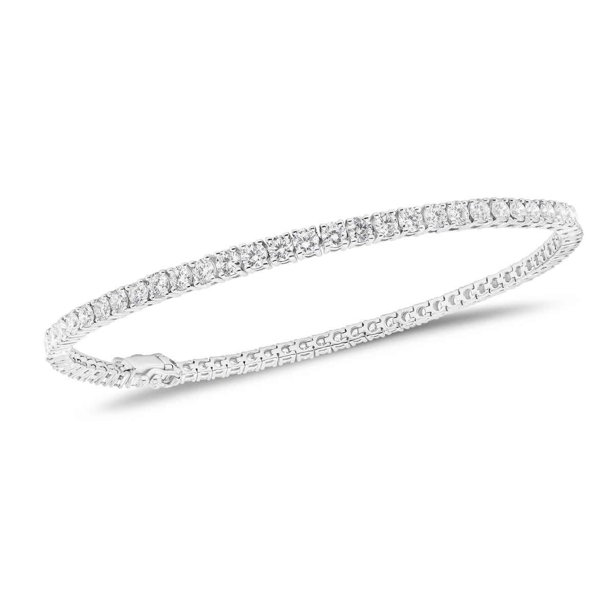 3.50 ct Diamond Tennis Bracelet - 18K gold weighing 7.74 grams  - 71 round diamonds weighing 3.50 carats
