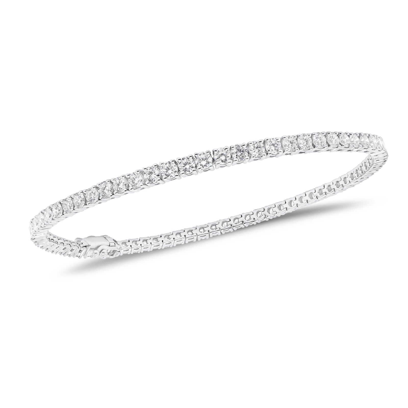3.50 ct Diamond Tennis Bracelet - 18K gold weighing 7.74 grams  - 71 round diamonds weighing 3.50 carats