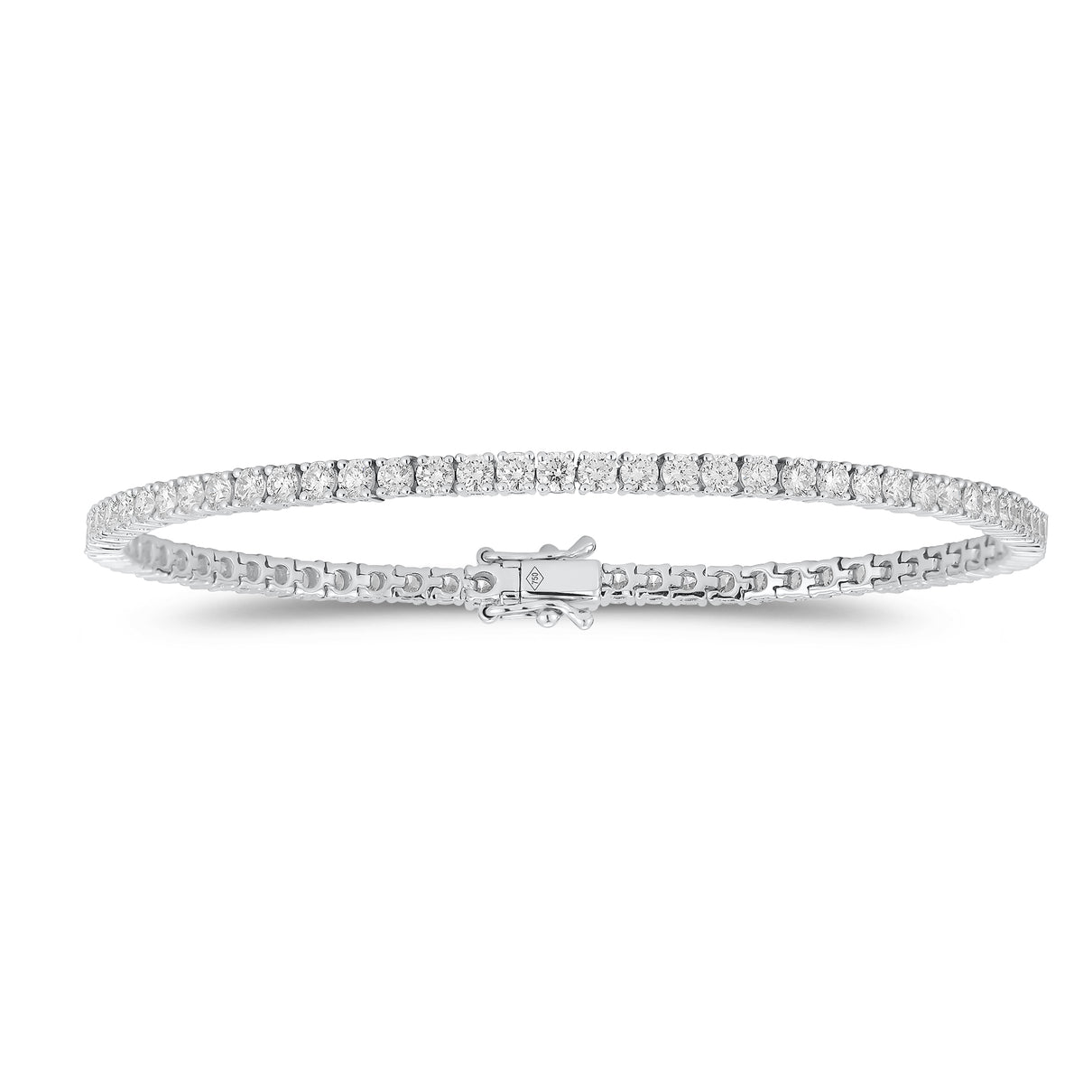 3.50 ct Diamond Tennis Bracelet - 18K white gold weighing 7.74 grams - 71 round diamonds weighing 3.50 carats