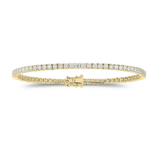 3.50 ct Diamond Tennis Bracelet - 18K yellow gold weighing 7.74 grams - 71 round diamonds weighing 3.50 carats