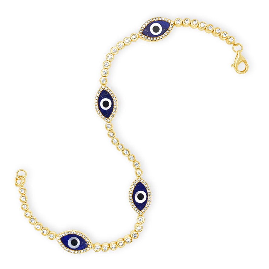 Gold Diamond Evil Eye Bracelet- Minimalist Style | Sarah Elise Jewelry
