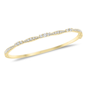 Diamond Elegance Bangle - 18K yellow gold weighing 10.79 grams   - 41 round diamonds weighing 0.95 carats