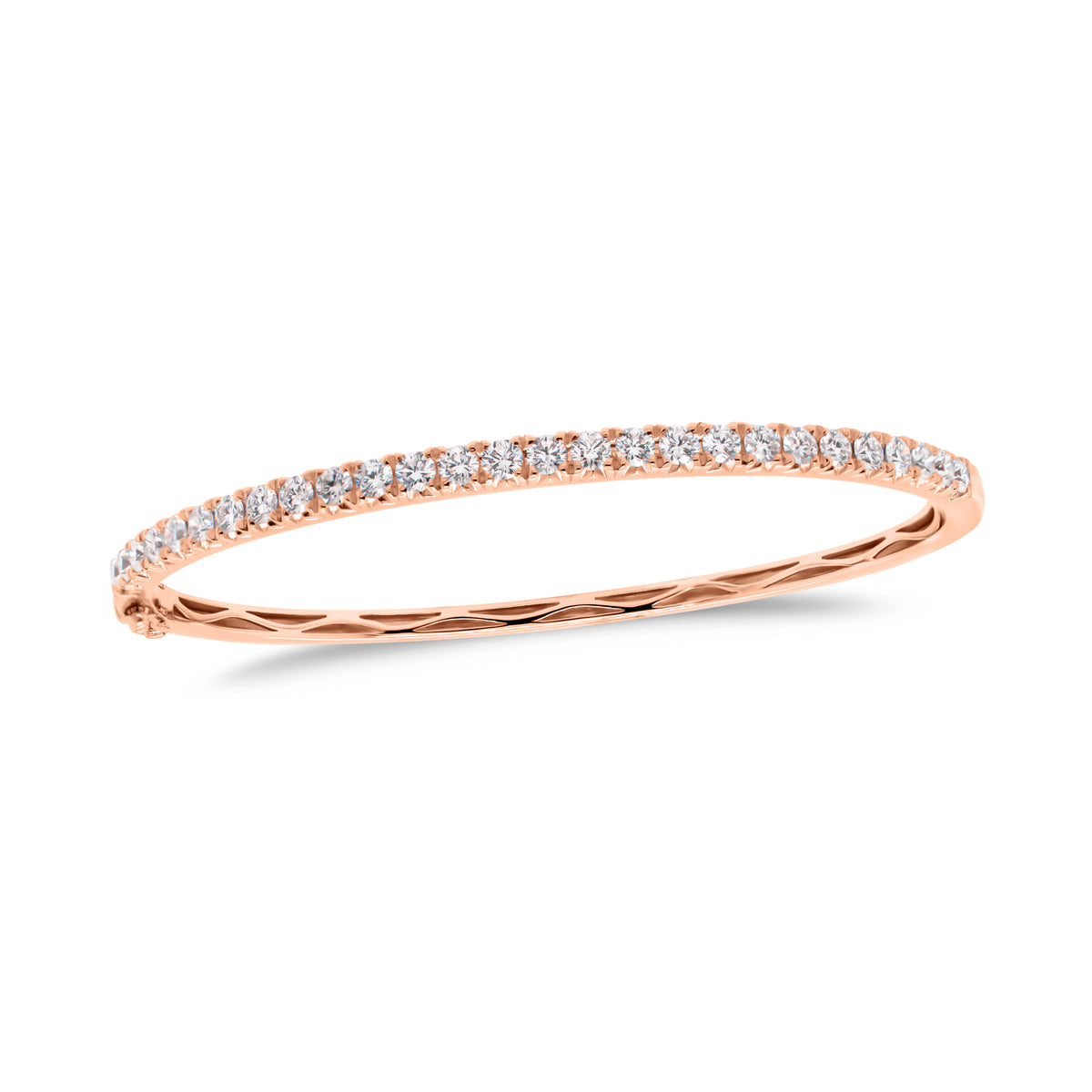 Diamond Medium Classic Bangle Bracelet -18K rose gold weighing 12.42 grams - 27 round diamonds totaling 1.53 carats