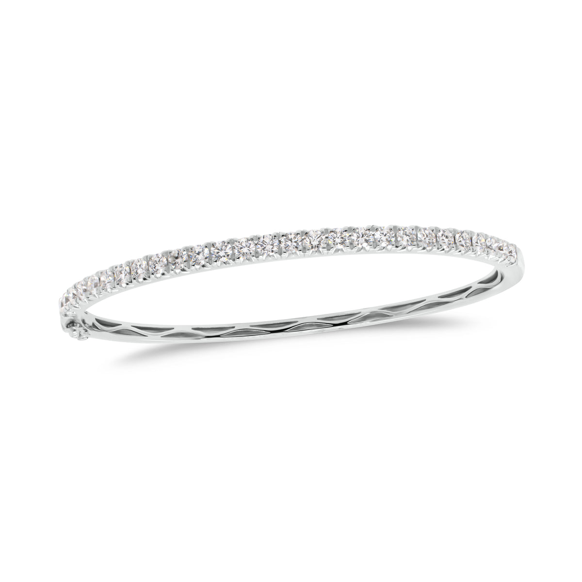 Diamond Medium Classic Bangle Bracelet -18K white gold weighing 12.42 grams - 27 round diamonds totaling 1.53 carats