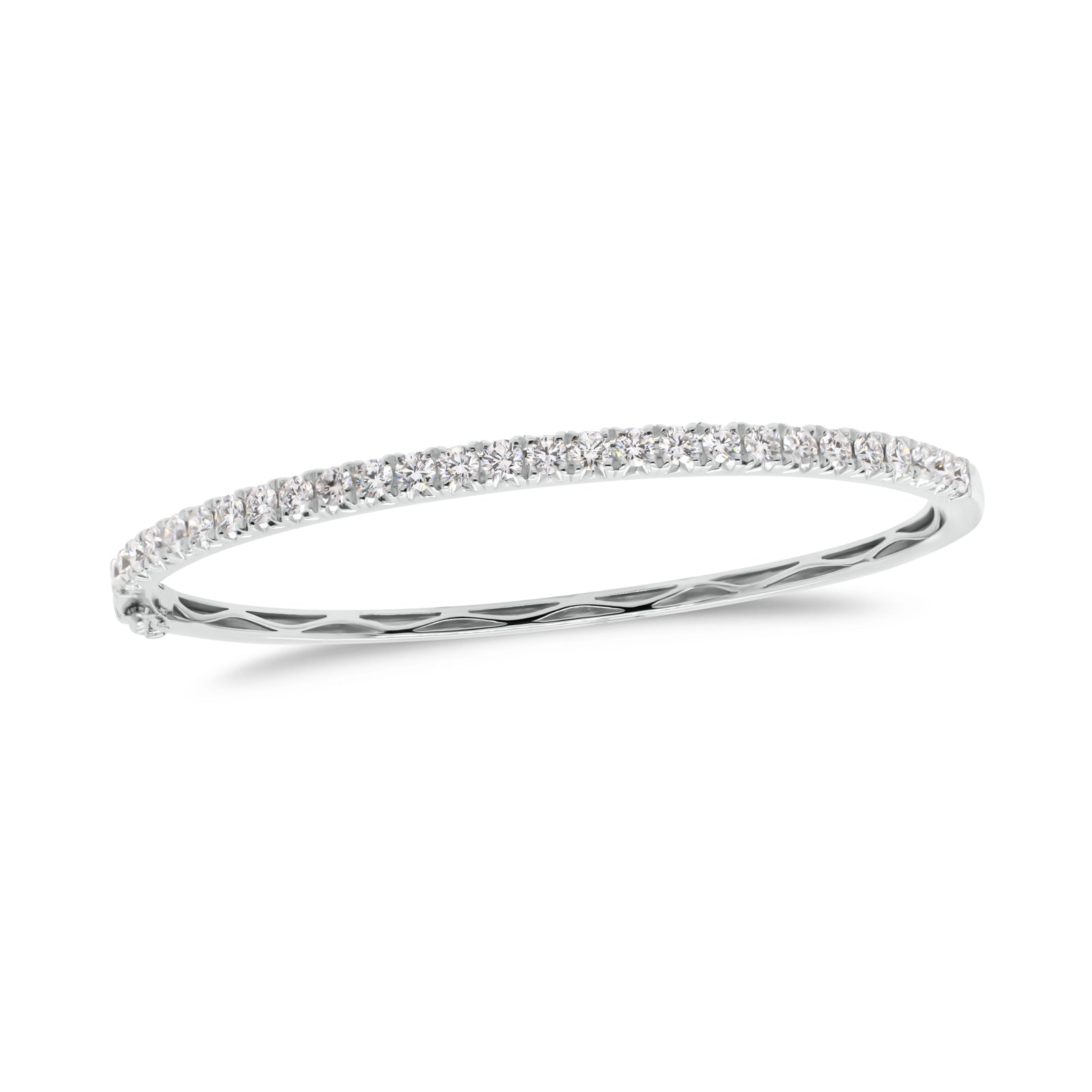 Diamond Medium Classic Bangle Bracelet -18K white gold weighing 12.42 grams - 27 round diamonds totaling 1.53 carats