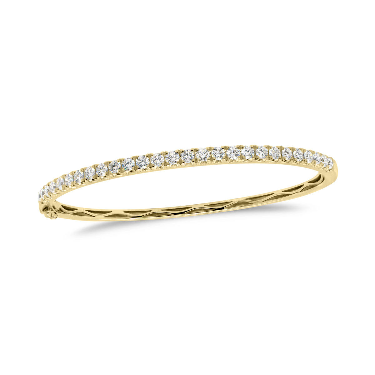 Diamond Medium Classic Bangle Bracelet -18K yellow gold weighing 12.42 grams - 27 round diamonds totaling 1.53 carats