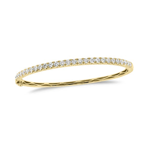Diamond Medium Classic Bangle Bracelet -18K yellow gold weighing 12.42 grams - 27 round diamonds totaling 1.53 carats