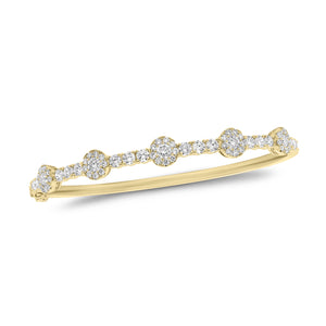 Halo Diamond Bangle Bracelet - 18K gold weighing 14.48 grams  - 23 round diamonds weighing 2.08 carats  - 45 round diamonds weighing 0.53 carats